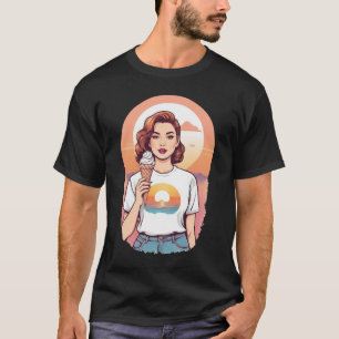 Eiscreme-Mädchen im Vintage-Stil T-Shirt