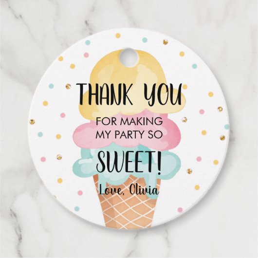 Eiscreme Minze Rosa Gelbe Süße Mädchen Geburtstag Geschenkanhänger (Vorderseite)