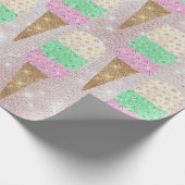 Eiscreme Minze rosa Pastel Elfenbeinfarben Funkeln Geschenkpapier (Ecke)