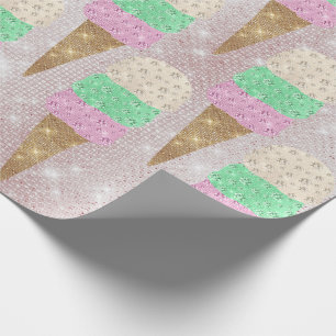 Eiscreme-Minzen-Rosa-Pastellelfenbein-funkelnd Geschenkpapier