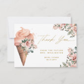 Eiscreme mit blühenden rosa Brautparty Dankeskarte (Vorderseite)