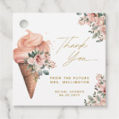 Eiscreme mit blühenden rosa Brautparty Geschenkanhänger (Vorderseite)