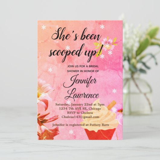 Eiscreme mit Bridal-Dusche Einladung (Stehend Vorderseite)
