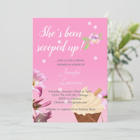 Eiscreme mit Bridal-Dusche Einladung (Stehend Vorderseite)