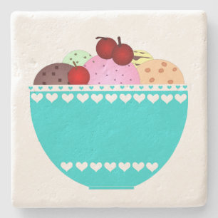 Eiscreme mit Cherries Stone Untersetzer