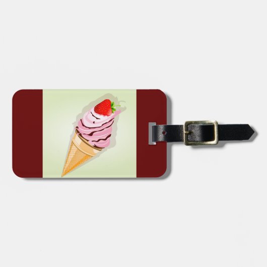 Eiscreme mit Erdbeere Gepäckanhänger (Vorderseite horizontal)