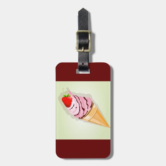 Eiscreme mit Erdbeere Gepäckanhänger (Vorderseite vertikal)