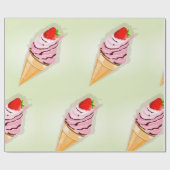Eiscreme mit Erdbeere Geschenkpapier (Flach)