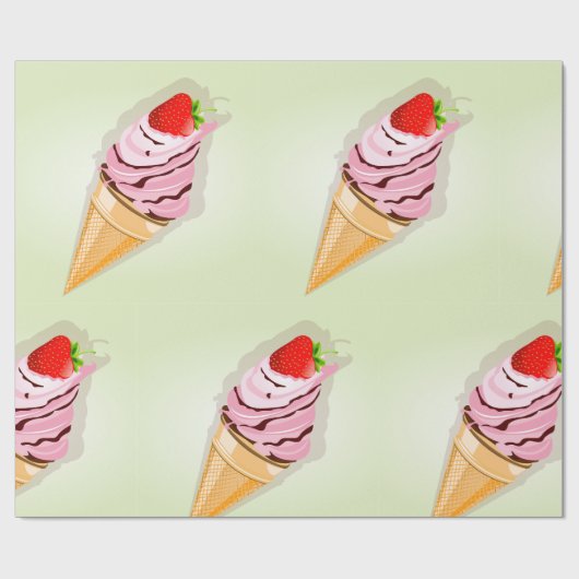 Eiscreme mit Erdbeere Geschenkpapier (Flach)