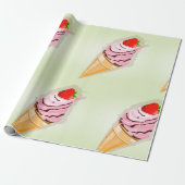 Eiscreme mit Erdbeere Geschenkpapier (Ungerollt)