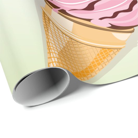 Eiscreme mit Erdbeere Geschenkpapier (Rolleneckpunkt)