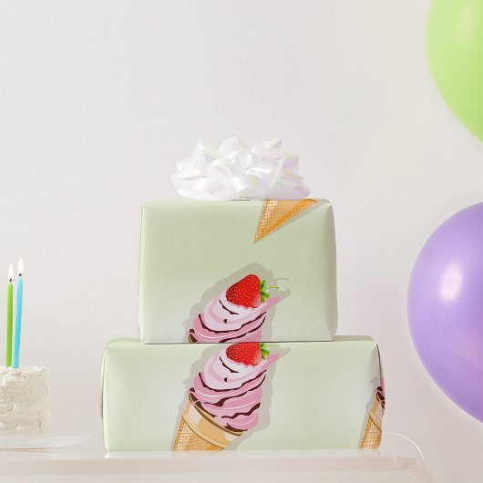 Eiscreme mit Erdbeere Geschenkpapier