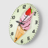 Eiscreme mit Erdbeere Große Wanduhr (Winkel)