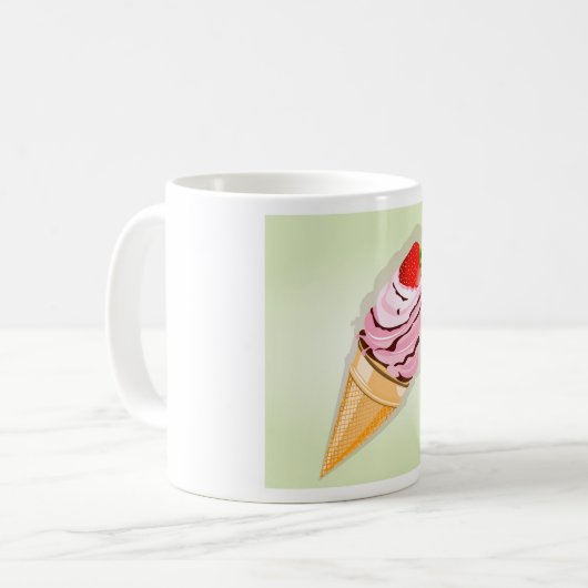 Eiscreme mit Erdbeere Kaffeetasse (Vorderseite Links)