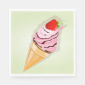 Eiscreme mit Erdbeere Serviette (Vorderseite)