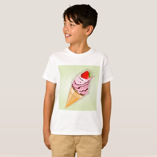 Eiscreme mit Erdbeere T-Shirt (Vorne ganz)