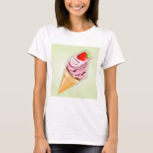 Eiscreme mit Erdbeere T-Shirt (Vorderseite)