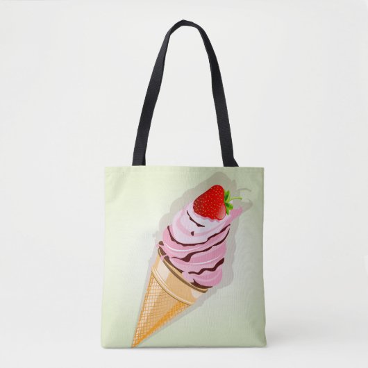 Eiscreme mit Erdbeere Tasche (Vorderseite)