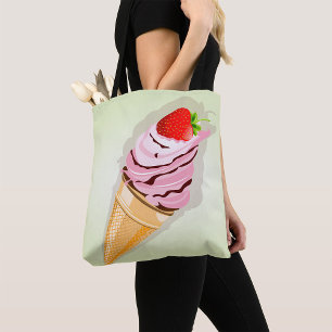 Eiscreme mit Erdbeere Tasche