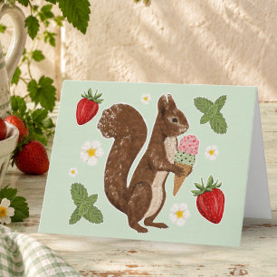 Eiscreme mit Erdbeere Whimsical Squirrel