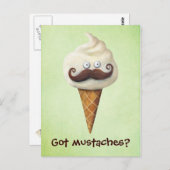 Eiscreme mit Mustaches Postkarte (Vorne/Hinten)