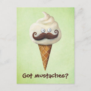 Eiscreme mit Mustaches Postkarte