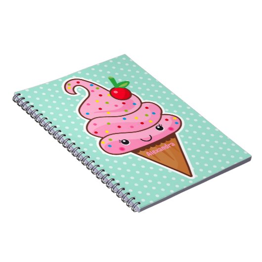 Eiscreme - mit Name - Notizblock (Rechte Seite)