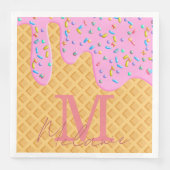 Eiscreme mit rosa Zuckerguss und Sprinklen Serviette (Vorderseite)