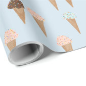 Eiscreme mit Sprinklen blaues Muster Geschenkpacku Geschenkpapier (Rolleneckpunkt)