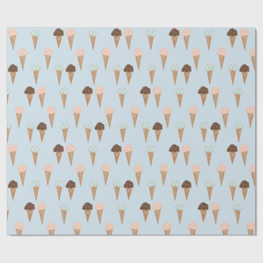 Eiscreme mit Sprinklen blaues Muster Geschenkpacku Geschenkpapier (Flach)