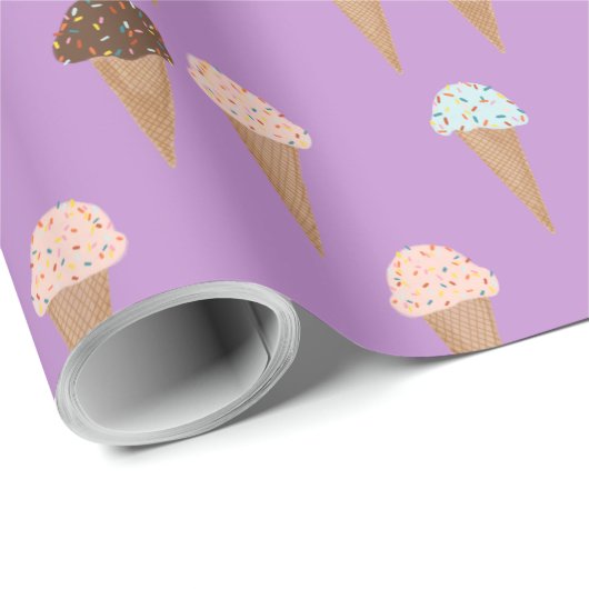Eiscreme mit Sprinklen lila Musterverpackung Geschenkpapier (Rolleneckpunkt)