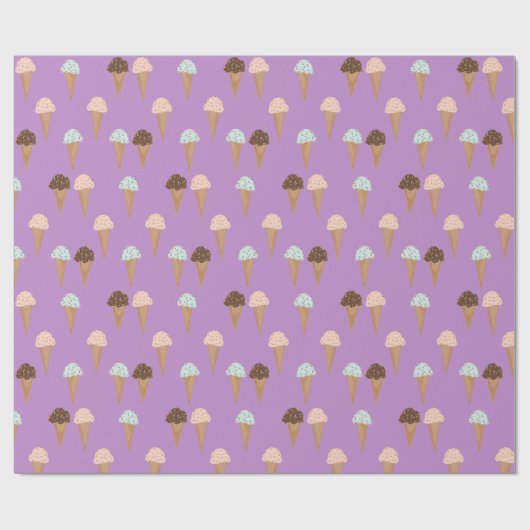 Eiscreme mit Sprinklen lila Musterverpackung Geschenkpapier (Flach)