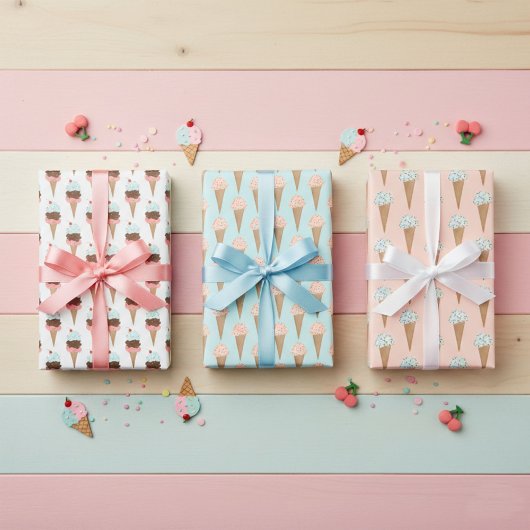 Eiscreme mit Sprinklen Modernes Niedliches Geschen Geschenkpapier Set