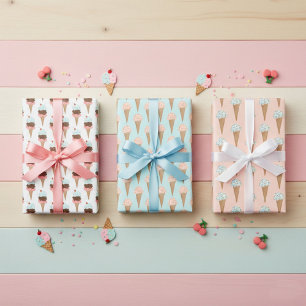 Eiscreme mit Streuseln Moderne Farbige Süße Gesche Geschenkpapier Set
