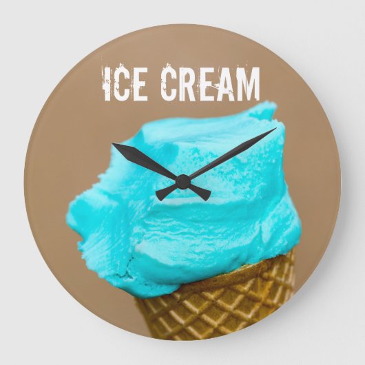 Eiscreme mit Waffelmakro Große Wanduhr (Vorderseite)