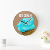 Eiscreme mit Waffelmakro Große Wanduhr (Zuhause)