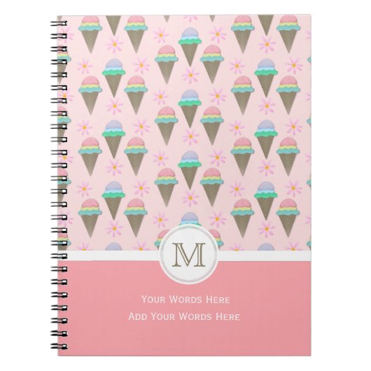 Eiscreme-Monogram-Notebook Notizblock (Vorderseite)