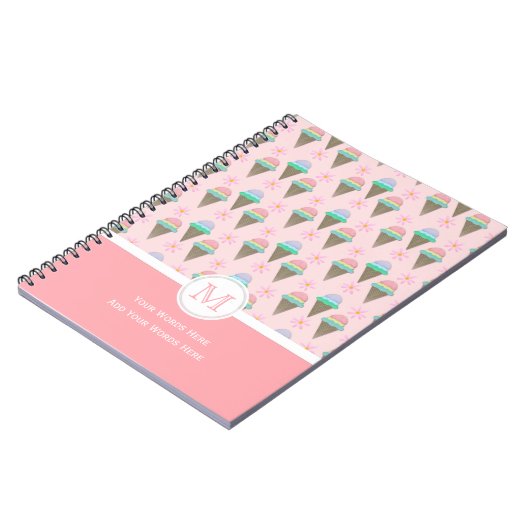 Eiscreme-Monogram-Notebook Notizblock (Linke Seite)