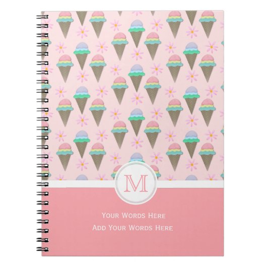 Eiscreme-Monogram-Notebook Notizblock (Vorderseite)