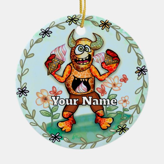 Eiscreme-Monster Keramik Ornament (Vorne)