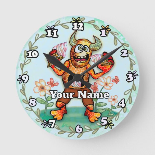 Eiscreme-Monster Runde Wanduhr (Vorderseite)