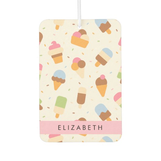 Eiscreme-Muster, Eiscreme, Ihr Name Autolufterfrischer (Vorderseite)