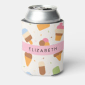 Eiscreme-Muster, Eiscreme, Ihr Name Dosenkühler (Kanne Rückseite)