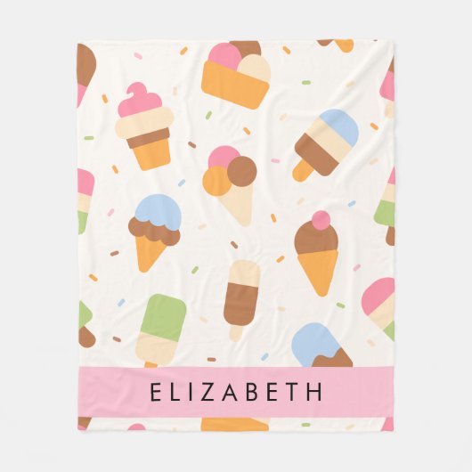 Eiscreme-Muster, Eiscreme, Ihr Name Fleecedecke (Vorderseite)