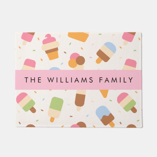 Eiscreme-Muster, Eiscreme, Ihr Name Fußmatte (Vorderseite)