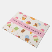 Eiscreme-Muster, Eiscreme, Ihr Name Fußmatte (Schrägansicht)