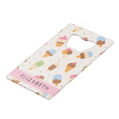 Eiscreme-Muster, Eiscreme, Ihr Name Geldbeutel Flaschenöffner (Vorderseite Schrägansicht)