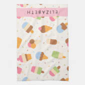Eiscreme-Muster, Eiscreme, Ihr Name Geschirrtuch (Vertikal)
