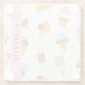 Eiscreme-Muster, Eiscreme, Ihr Name Glasuntersetzer (Rückseite)