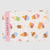 Eiscreme-Muster, Eiscreme, Ihr Name Golfhandtuch (Horizontal)